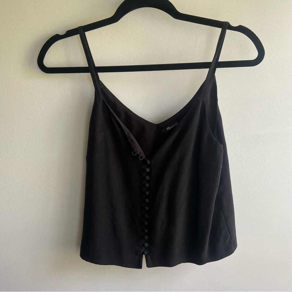 Madewell Black Button Crop Top NWOT